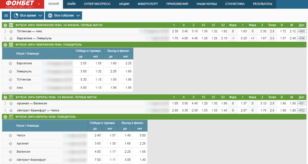 линия фонбет