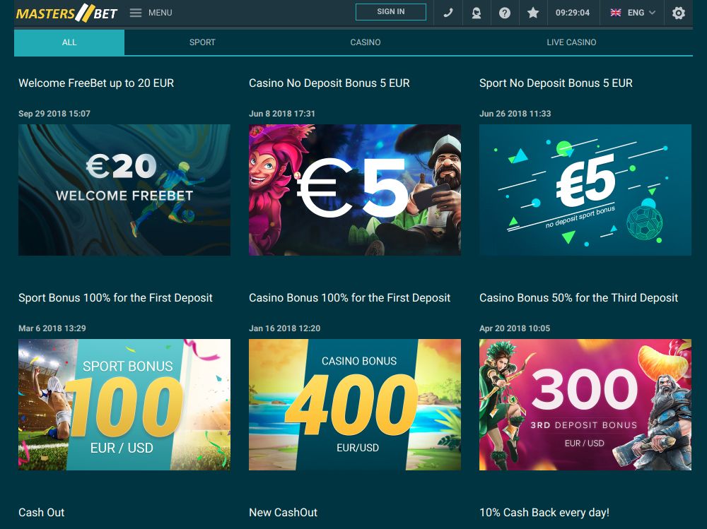 бонусы зеркала masters bet